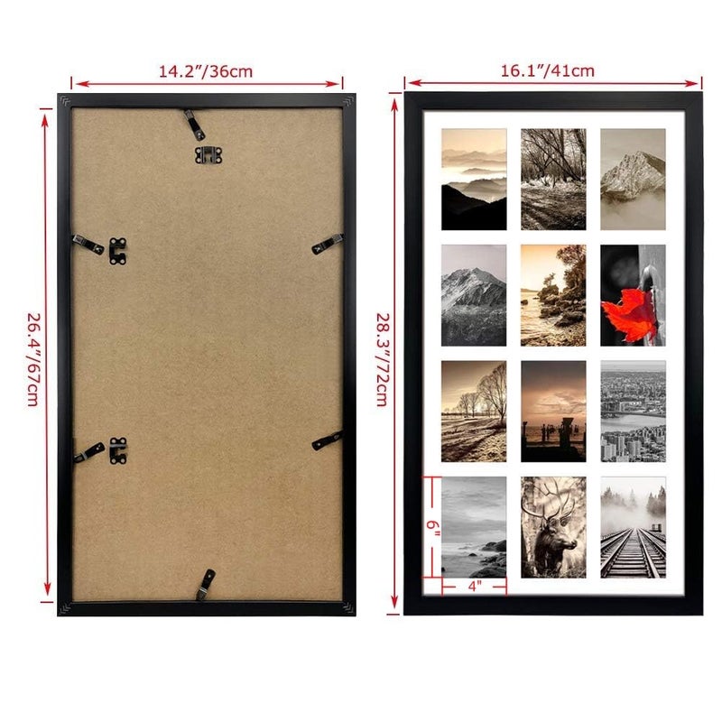 SPEPLA 12 Opening 4x6 Black Collage Picture Frames Set of 2, Multiple Frames for Displaying 6x4 Photos with White Mat - Image 2
